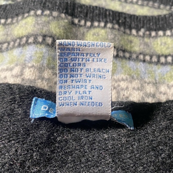 Deane & White 100% Lambswool Cardigan Sweater Gray Green & Blue Detail Medium - Picture 10 of 11